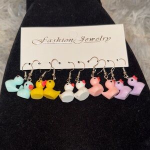 New Get Your Ducks in a Row 🤣Colorful Duck Earrings Set